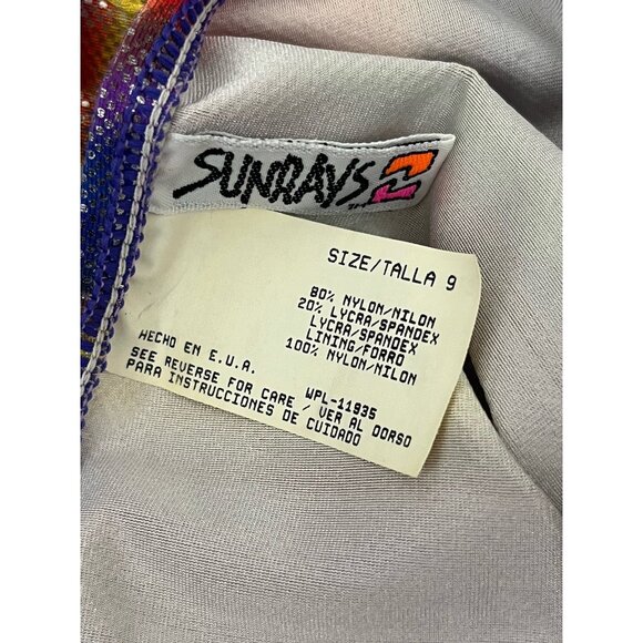 Vintage Sunrays Women's 9 Bikini Rainbow Foil Padded Pushup Bra High Cut Bottoms - Picture 6 of 6